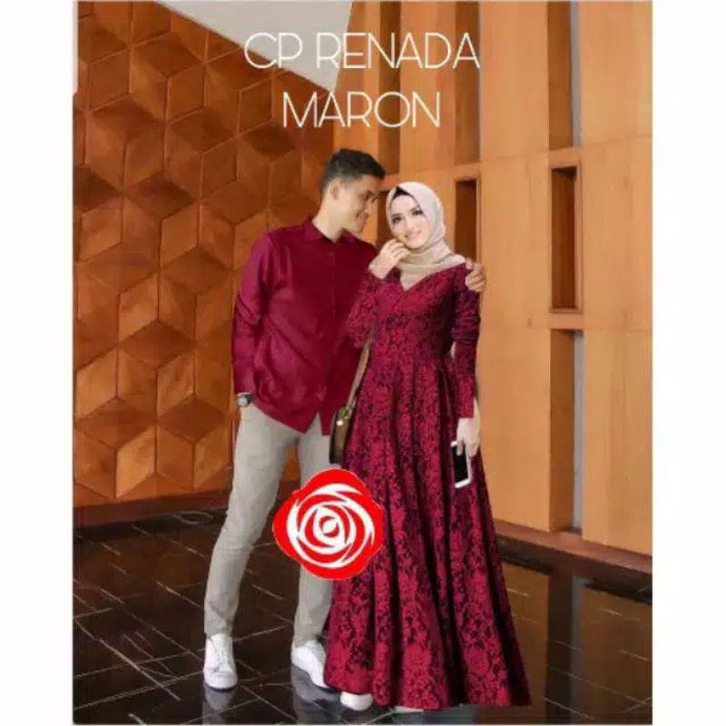 BJ - COUPLE RENADA - BAJU COUPLE PASANGAN - GAMIS BRUKAT LAPIS FURING KEMEJA LENGAN PANJANG - Gamis Bahan Bahan Brukat Tulang Premium dan Kemeja Mascrepe - BAJU COUPLE MUSLIMAH - GAMIS SIZE M, L, XL, XXL - KEMEJA PRIA SIZE XL - GAMIS DRESS BRUKAT