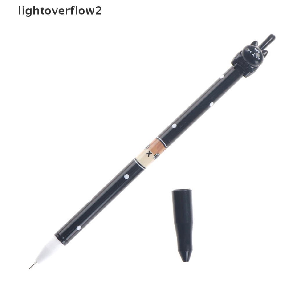 (lightoverflow2) 2pcs Pulpen Tinta Hitam Dengan Hiasan Bentuk Kucing Untuk Hadiah