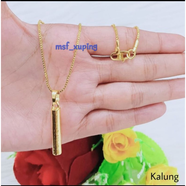 Kalung liontin xuping lapis emas wanita motif bambu terbaru