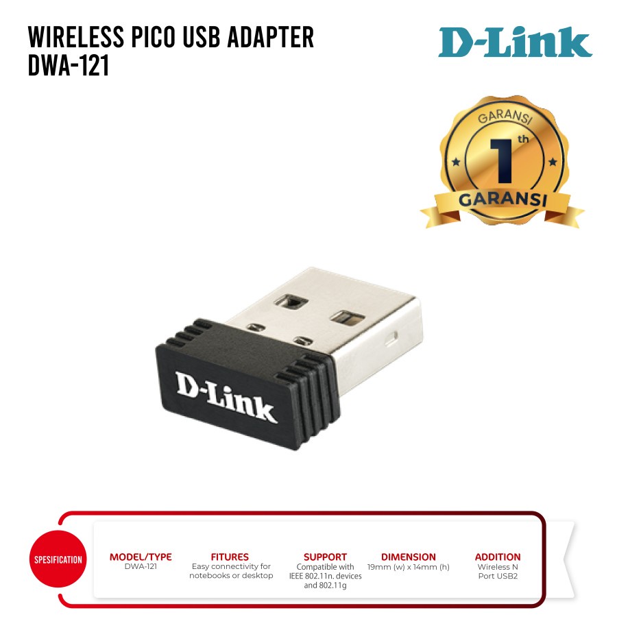 D-LINK USB Wifi 150Mbps Wireless N NANO USB Adapter DWA-121