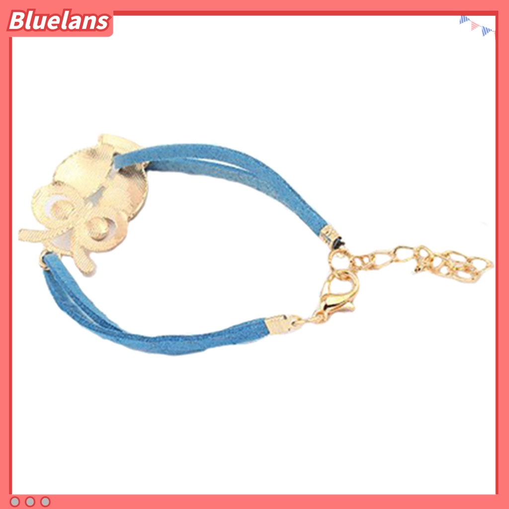 Bluelans Gelang Liontin Burung Hantu Model Lapis Ganda Bahan Alloy Gaya Retro Untuk Wanita