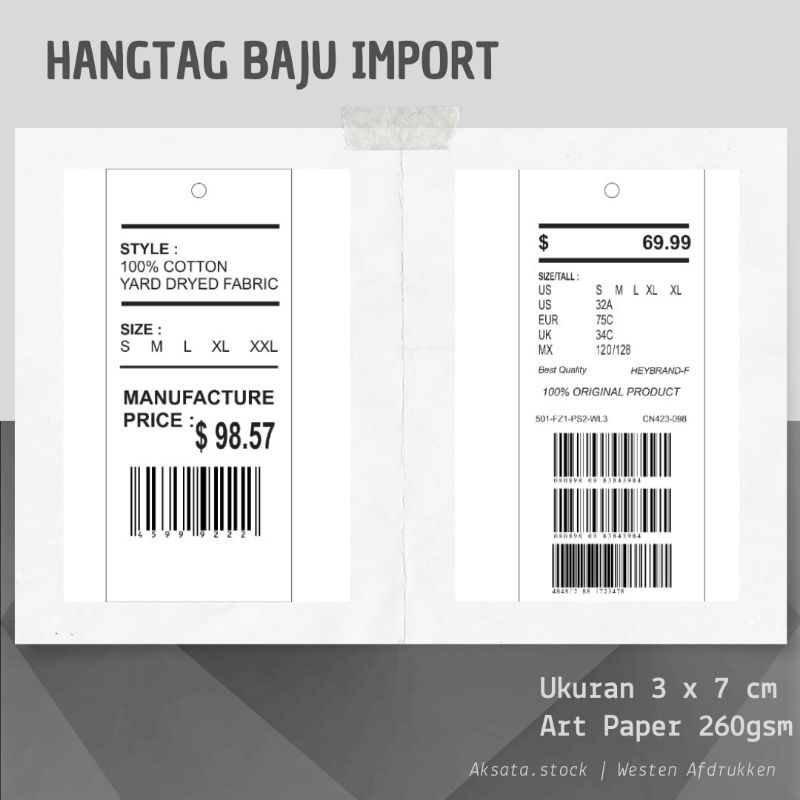 

Hangtag Baju Label Barcode / Label Baju Import / Hang tag Barcode