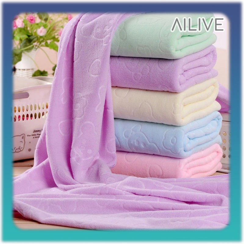 Handuk Mandi Dewasa 70x140cm Microfiber High Quality Handuk Bayi Anak Warna Polos Embos