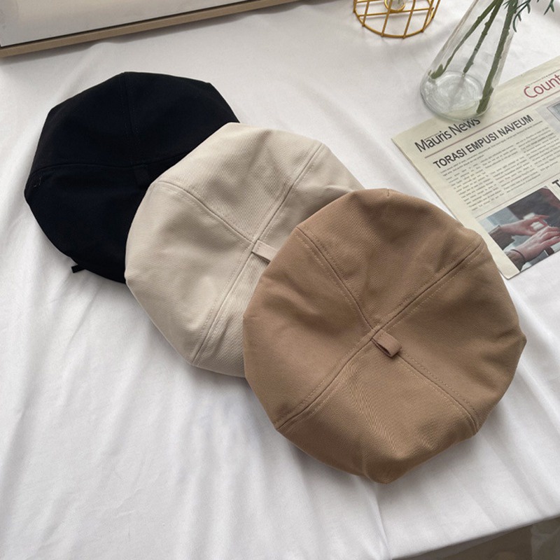 Topi Baret Bahan Kain Gaya Korea Untuk Musim Semi Dan Gugur