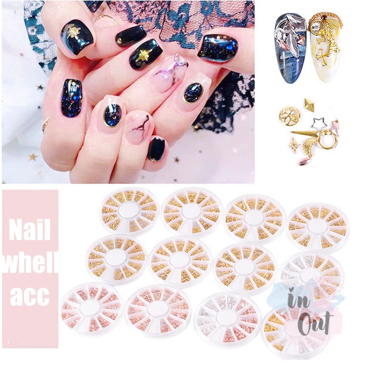 Nail Accesories Hiasan Kuku Gold Metal SIlver Rose Gold Nail Charm / Aksesoris kuku Nail Whell Nail Charm / hiasan dekorasi kuku / Nail Art Manicure Pedicure Wheel Colourful DIY KU042