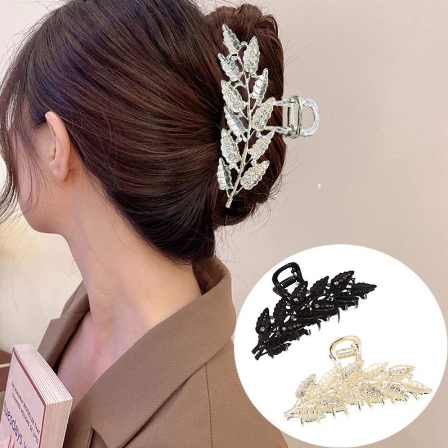 Jepit Rambut Ponytail Bahan Metal Aksen Kristal Berlian Imitasi Gaya Korea Untuk Wanita