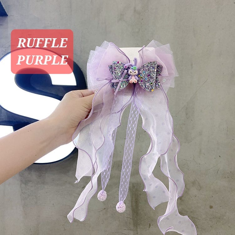 RUFFLE BOW PITA RAMBUT ANAK CEWEK PRINCESS LUCU AKSESORIS FASHION JEPIT RAMBUT