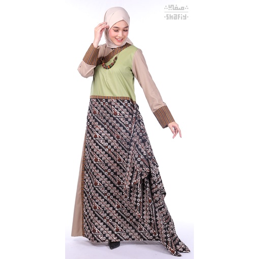Kumara Baju Gamis Batik Wanita Muslim Shafiy Original Modern Etnik Jumbo Kombinasi Polos Tenun Katun Cap Terbaru Dress Wanita Big Size Dewasa Kekinian Cantik Kondangan Muslim XL