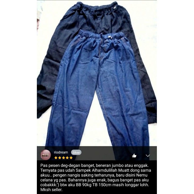 Jogger jeans Jumbo lingkar pinggang 130++\baggy jeans Jumbo rawis//rok jeans Jumbo