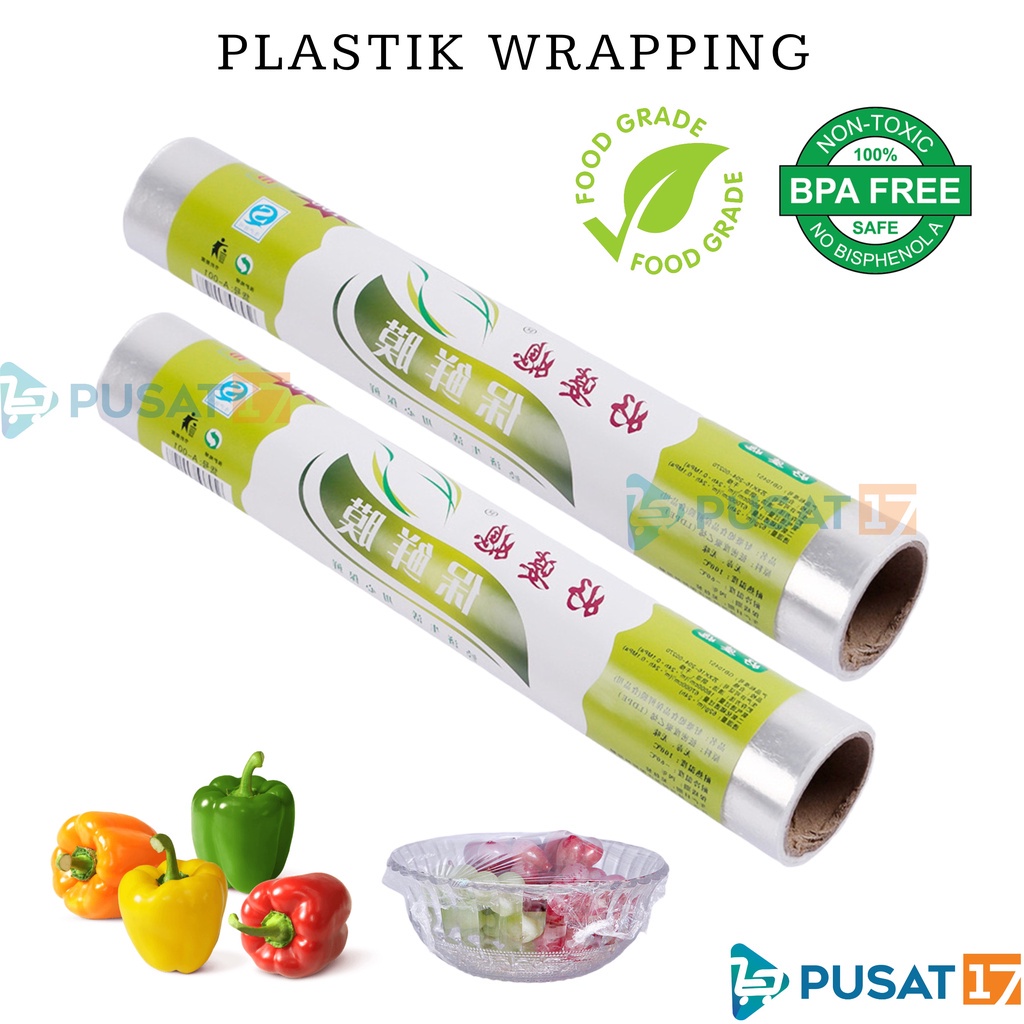 Wrapping Plastic Food Grade Cling Wrap Plastic Vegetable Wrapping High Quality Berkualitas Makanan Kue Cake Veggie Penutup Pembungkus Transparan Anti Lengket Elastis Menyimpan Saving Buah Sayur Fruit 1 Satu Roll Gulung Grosir Prakarya Malang