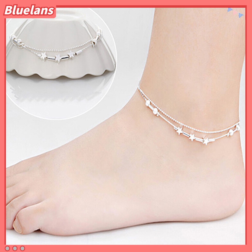 Bluelans Anklet Exquisite Adjustable Women Star Heart Beads Pendant Foot Bracelet