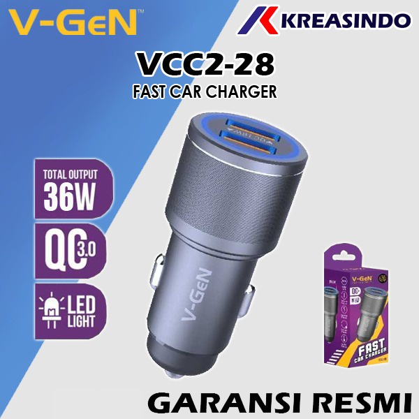 VGEN V-GeN VCC2-28 Car Charge Mobil 2 USB Fast Charging QC 3.0 36W