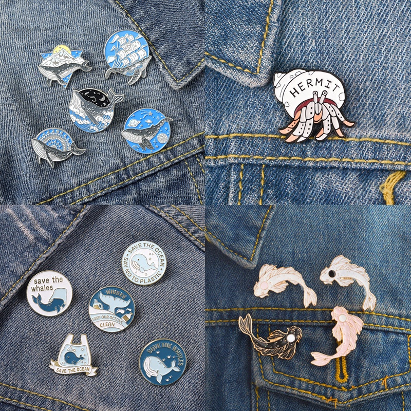 Astronaut Interstellar Whale Enamel Lapel Pins Animals Brooches Astrology Badges Fashion Aviation Pins Gifts for Friend