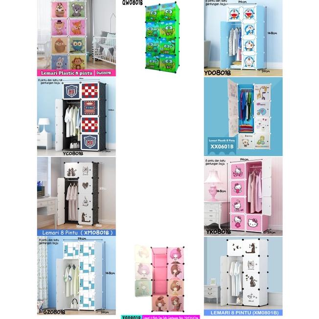 LEMARI PLASTIK PORTABLE 8 PINTU LEMARI PLASTIK KARAKTER LEMARI PAKAIAN PORTABLE LEMARI PAKAIAN MURAH