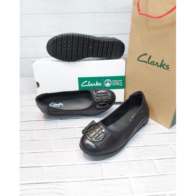 Clarks sepatu wanita Hitam Elegan | Clarks Original kulit asli kode RG-A986-1