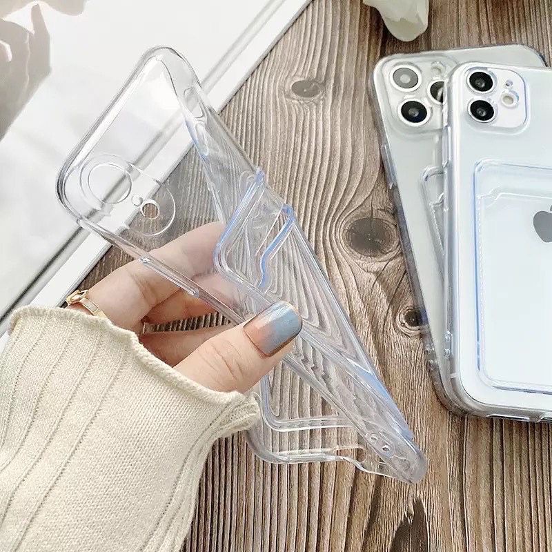 CLEAR CARD CASE iphone 6 6s 7 8 plus x xs xr max 11 12 13 pro max 14