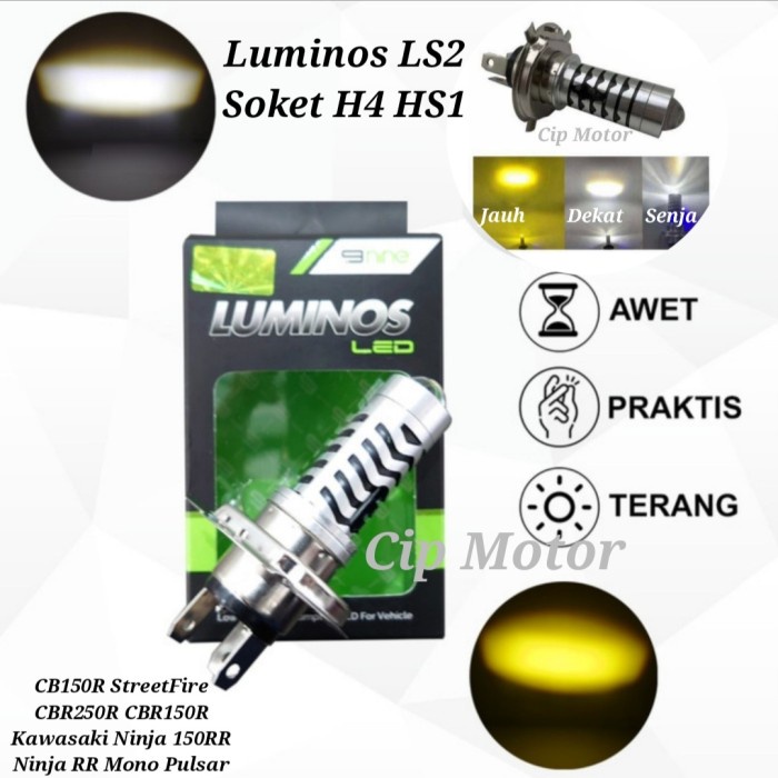 Premium Lampu Led Luminos H4 CB150R VERZA NINJA PULSAR CBR Putih Kuning