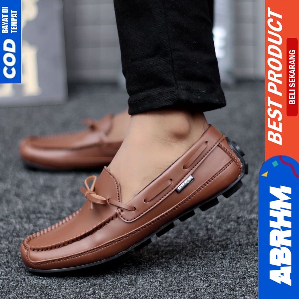 Sepatu Formal Pantofel Kerja Kantor Hitam Pria Original Abrhm Houston