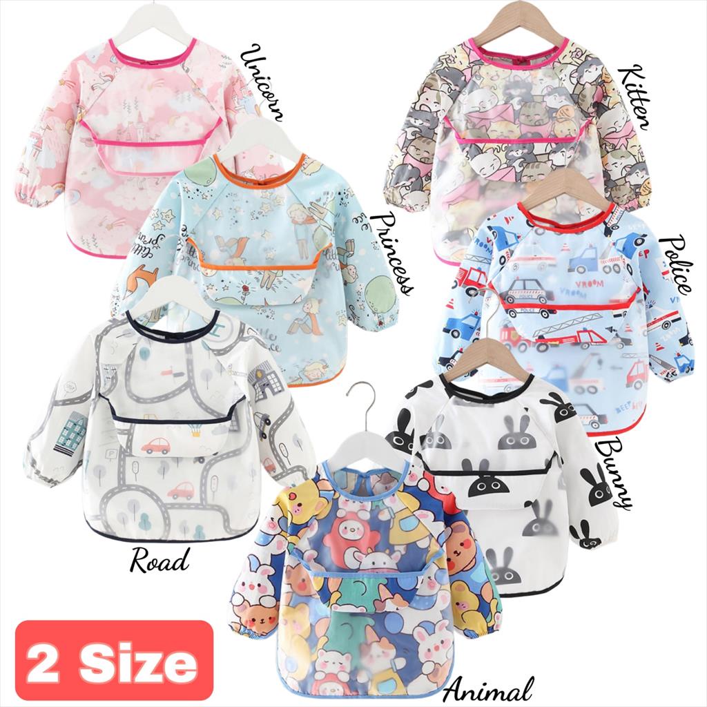 JM0032 Bibs Anak Premium Lengan Panjang Baby Bib Celemek Baju Anak Lucu Celemek Apron Baju Anak Korea Kekinian Celemek Baju Bayi Slabber