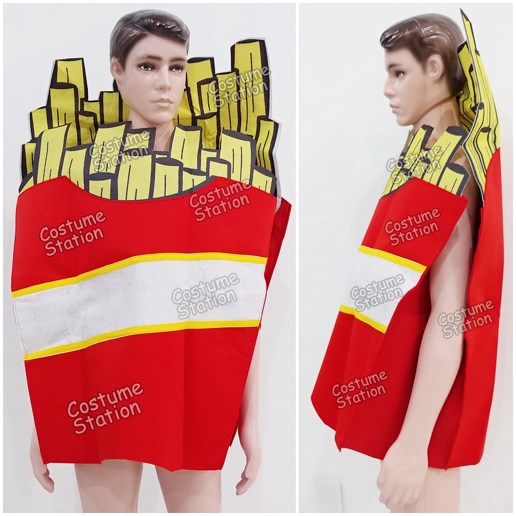 Kostum French Fries Mascot / Costume Kentang Goreng Maskot Makanan Halloween Dewasa