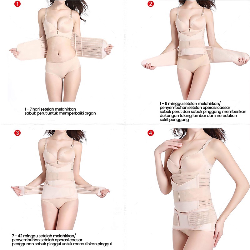 Korset 3 IN 1 Korset Melahirkan Wanita Postnatal Corset Pelangsing Pasca Melahirkan Recovery Breathable