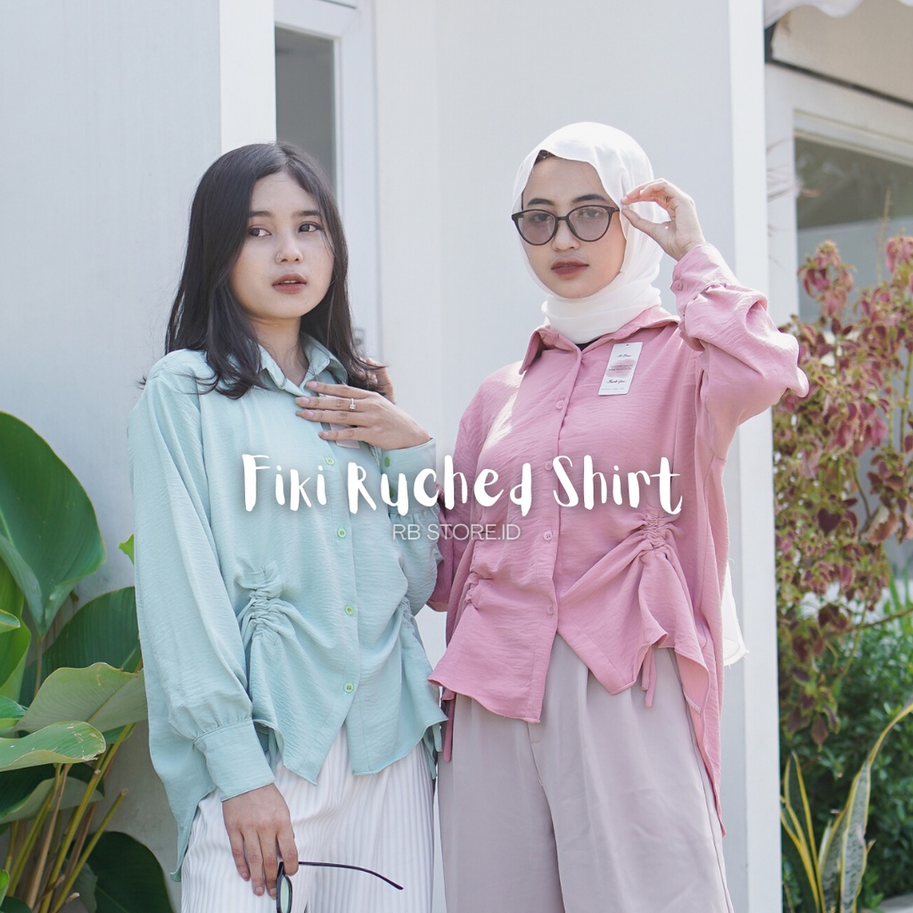 Fiki Ruched Shirt - Kemeja Cringkel Serut Wanita Oversize - Atasan Wanita Lengan Panjang