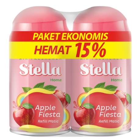 Stella Matic Refill Apple Fiesta 2 x 225ml Multipack - Refill Alat Stella - Refil Pengharum Ruangan otomatis