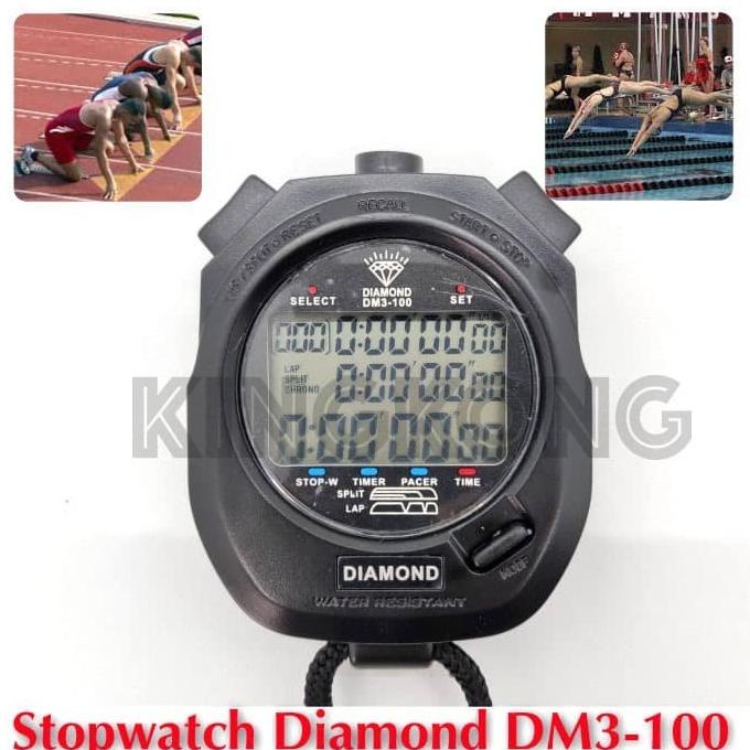 Stopwatch Diamond Original 100 Memory Digital Olahraga