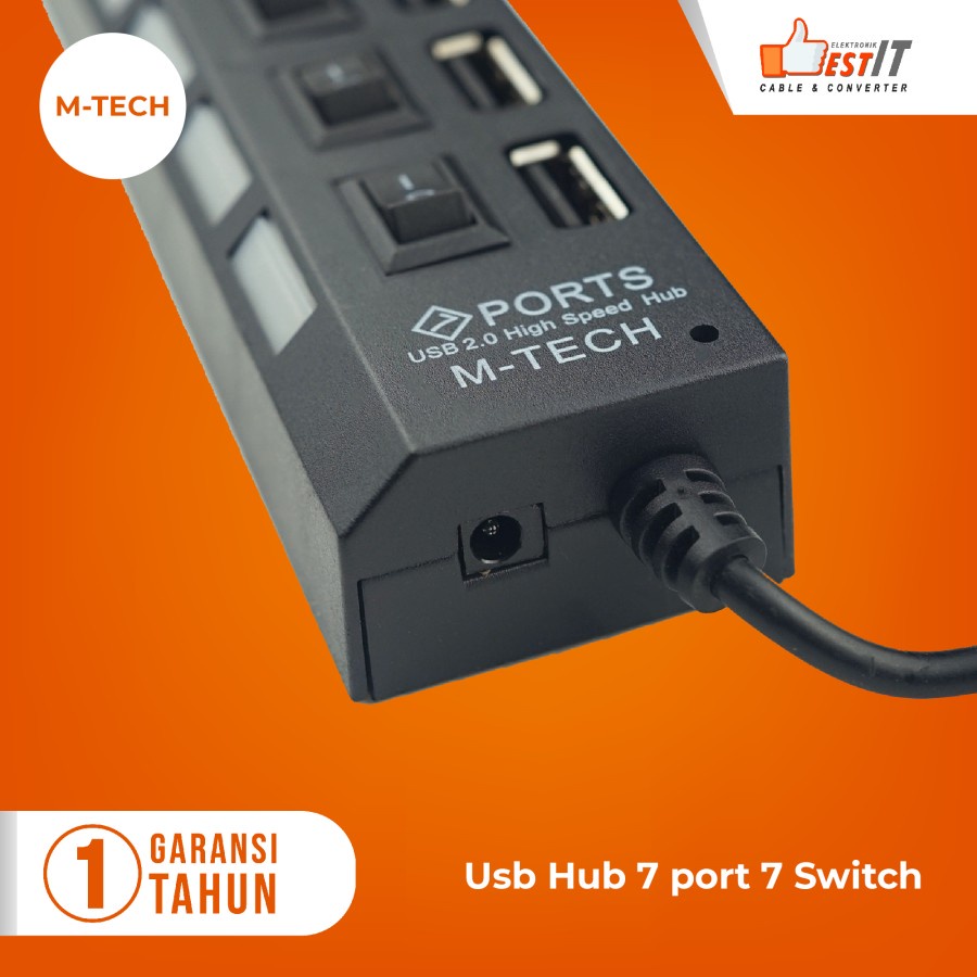 USB HUB 7 Port 7 Switch LED High Speed M-tech