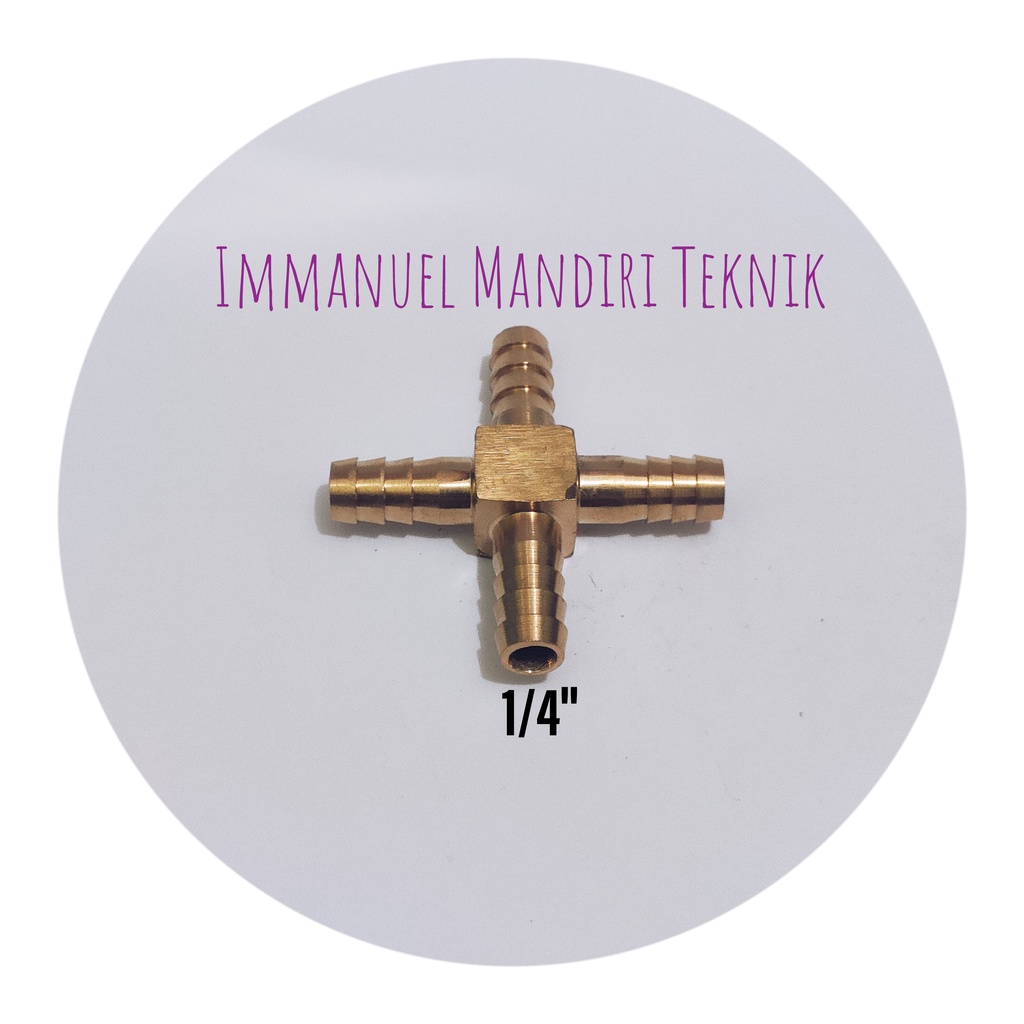 Sambungan Selang Cabang 4 1/4 Kuningan / Konektor Selang Cabang 4 Uk. 1/4