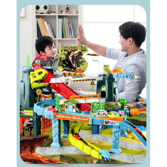 mainan Dinosaur Hill Spray Dino Rail Track asap