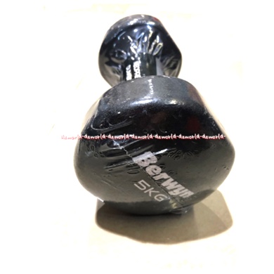 Berwyn Dumbbell Neoprene 5kg Peralatan Olahraga Barbel Hitam 5 kg Dumbel Berwin Black Barbell Warna Hitam