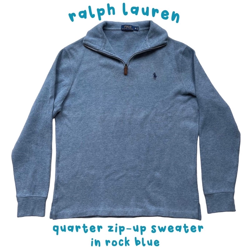 ralph lauren quarter zip up sweater size M in blue