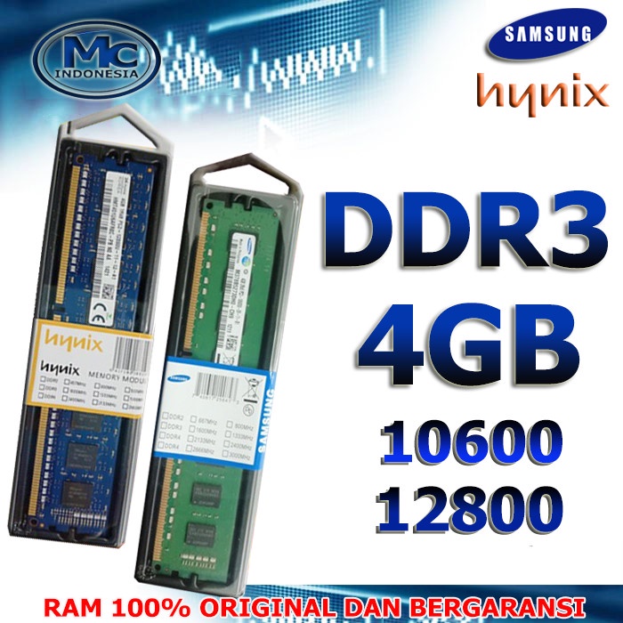 Memory Ram Pc Komputer DDR3 4GB /2GB  DDR2 2GB PC-12800/10600/6400 All merk