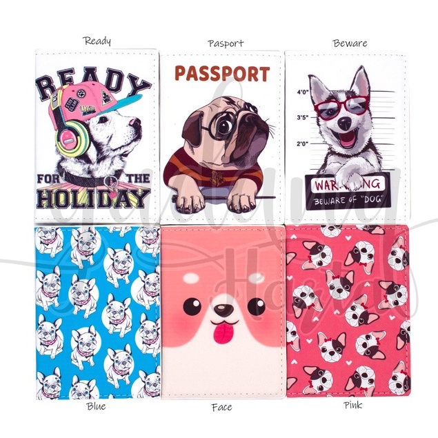 Passport Case Dog For Holiday Tempat Kartu Paspor Cover Kulit Motif Bewar Face GH 313306