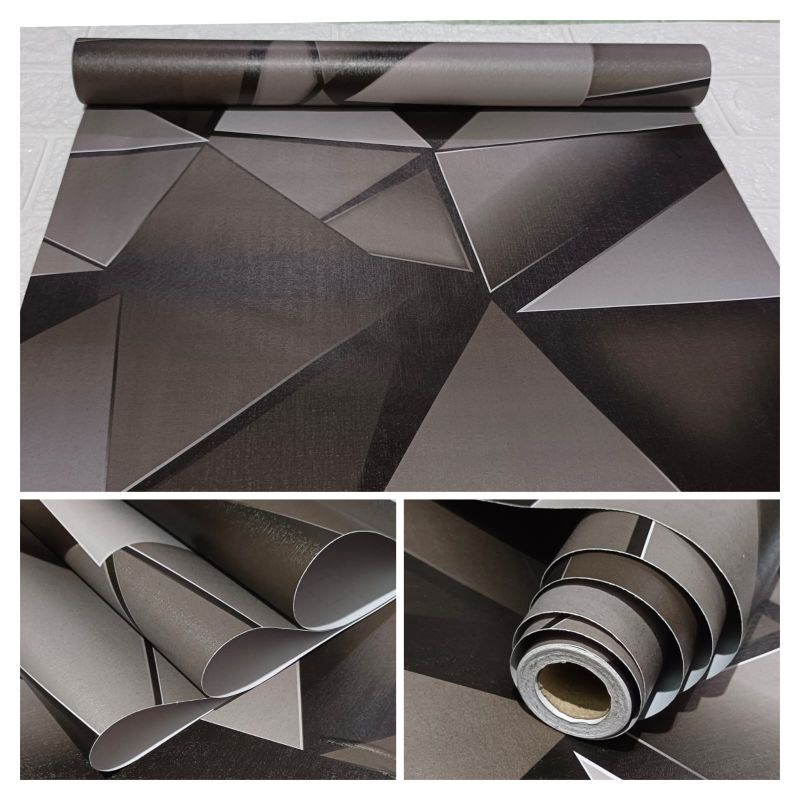wallpaper sticker dinding hitam hexagonal 3d