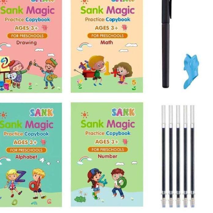 

ペ Sank Magic Book Alfabet 1 Set isi 4 Buku Pulpen Refill Buku Latihan Belajar Menulis TK PAUD Reuseable Buku Edukasi Pintar Menulis Alfabet Matematika Buku Ajaib tulisan hilang sendiri Special