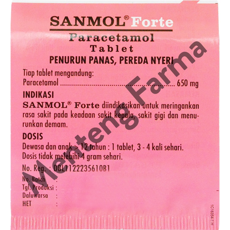 Sanmol Forte 4 Tablet - Pereda Demam, Sakit Gigi dan Sakit Kepala