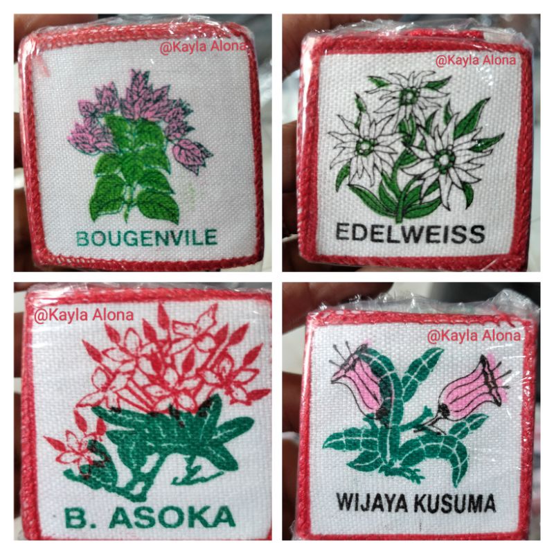 ( Harga Per 1pcs / Ecer ) REGU PRAMUKA Nama&quot; Bunga Untuk PUTRI ( SABLON )