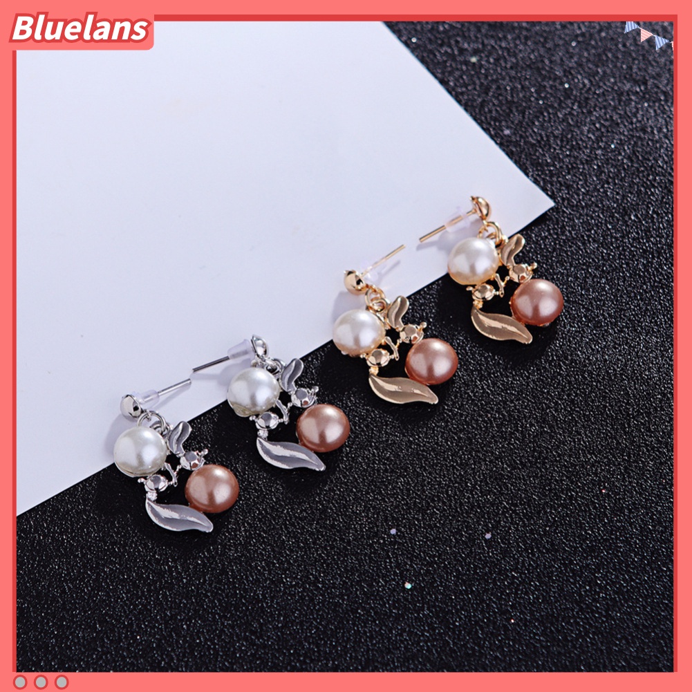 Bluelans Elegant Women Faux Pearl Rhinestone Necklace Ear Stud Earrings Party Jewelry Set