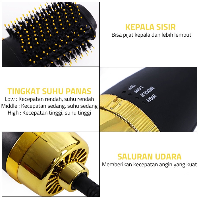 GM Bear Sisir Elektrik Penata Rambut (3in1) 1607 - Professional Blowout Hair Dryer Brush