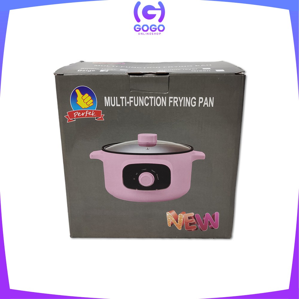 GOGO-C428 Panci Listrik Serbaguna Portable Multifungsi Electric Fry Pan Anti Lengket Electric / Panci Listrik Lapisan Keramik Teflon / Electric Cooking Pot