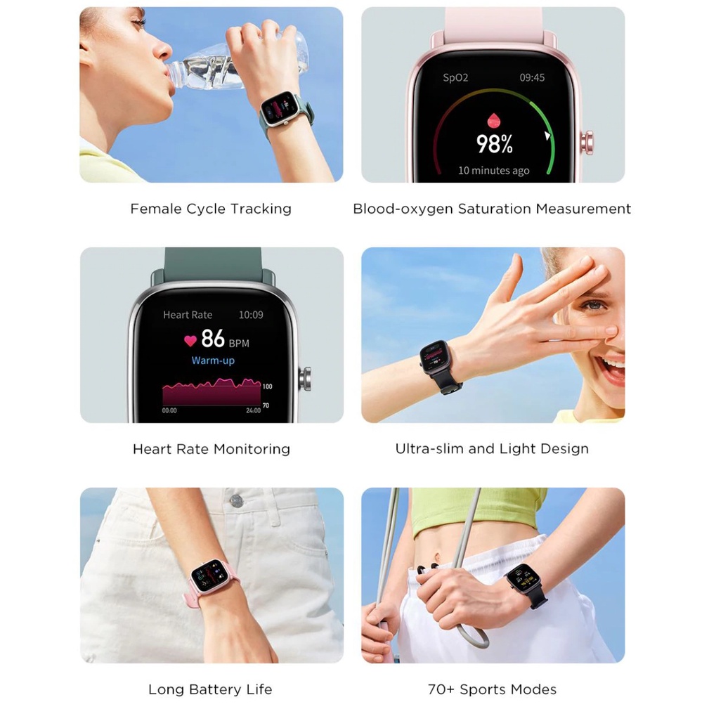 Amazfit GTS 2 Mini Smartwatch 1.55&quot; AMOLED Screen GPS jam tangan 5 ATM waterproof 70 Sports Modes SpO2 14 Days Battery Life