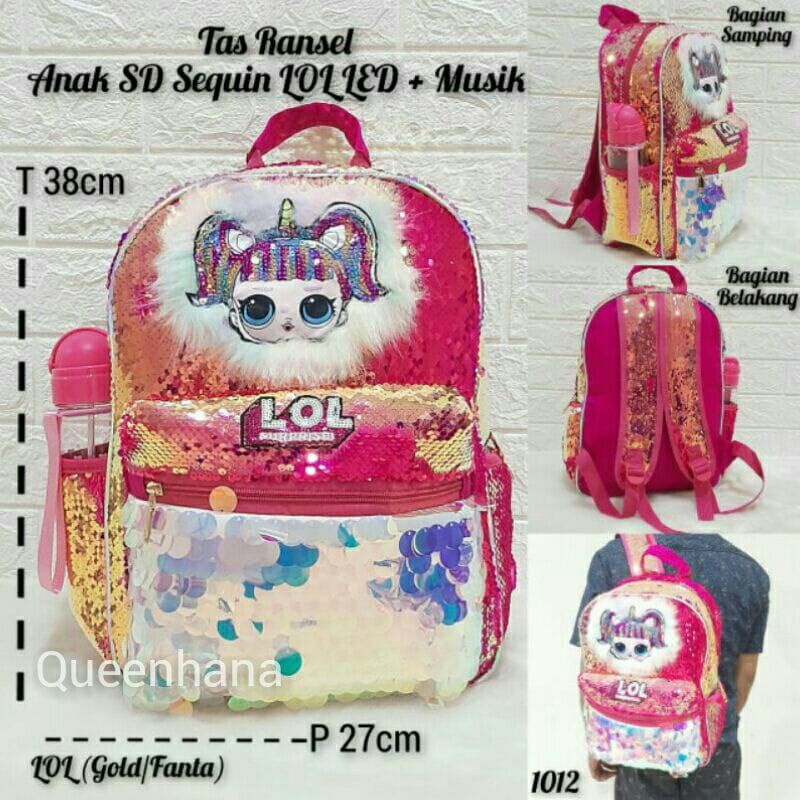 Tas Ransel Sequin Led &amp; Musik  Tas Sequin Tas anak SD Tas Anak Sekolah Sequin