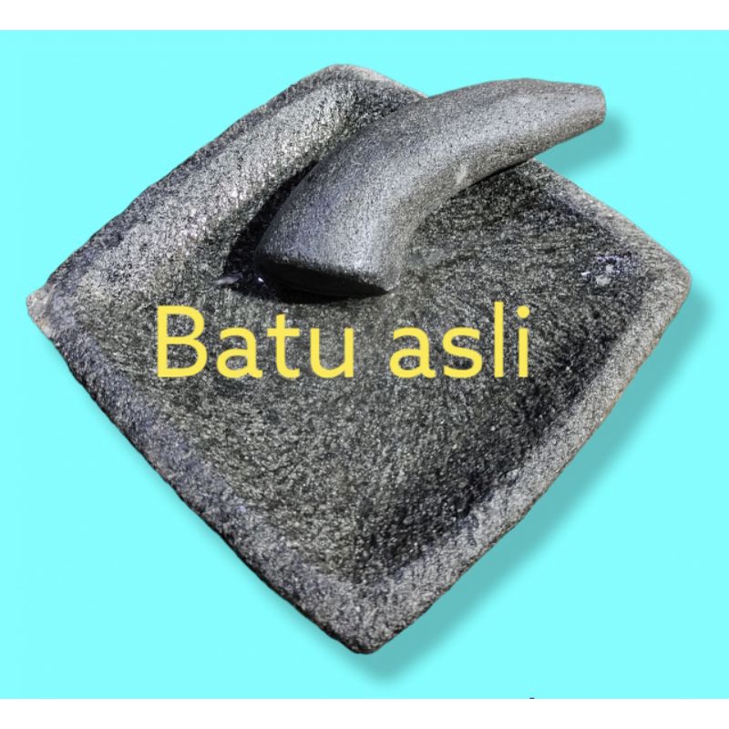 cobek batu asli KOTAK 30 CM ulek mutu batu asli kotak segi empat cobek karakter