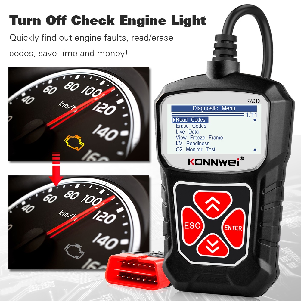 KONNWEI KW310 Universal Obd2 Scanner Car Scanner Odb2 Car Diagnostic Tool Obd Car Diagnostic Scanner Automotive Scanner