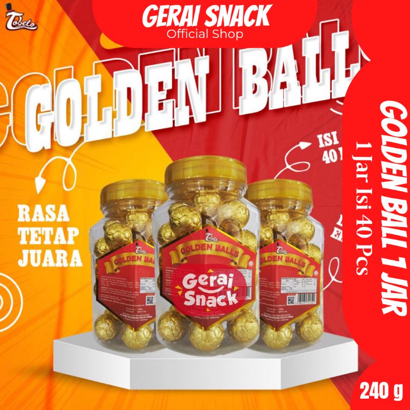 Golden Balls Tobelo 1 JAR isi 40 Pcs Cokelat Bola isi Beras Crispy  240 g