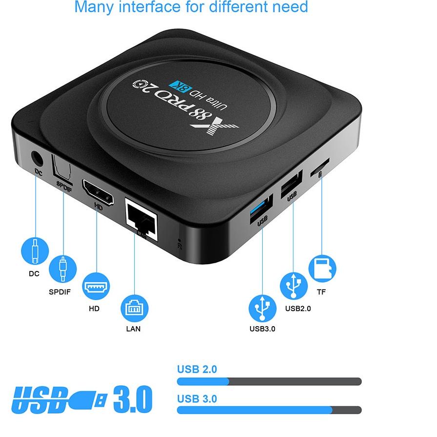 Kode6n1Mb--Android Tv Box X88 Pro 20 RAM 8GB ROM 64GB NEW RK3566 Android 11.0 8K