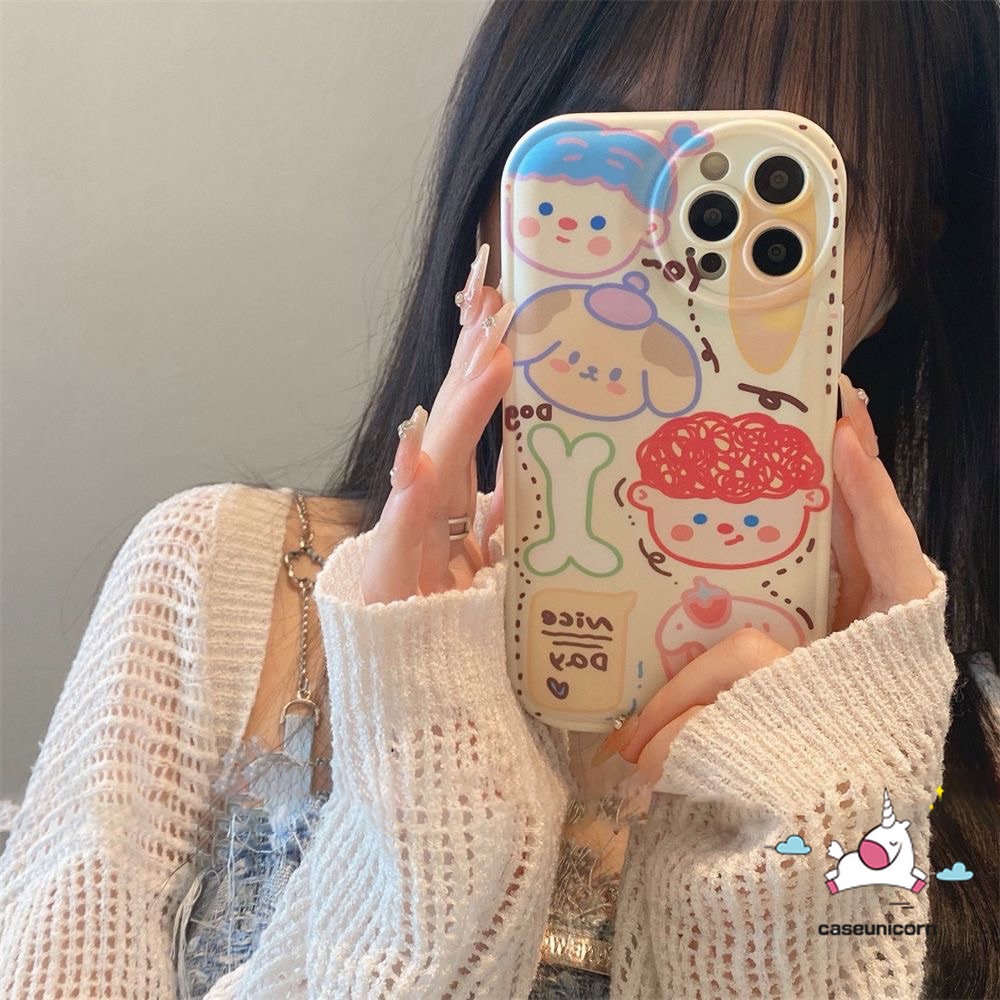 Soft Case TPU Motif Kartun Graffiti Untuk IPhone 11 7 8 Plus 14 Plus 13 12 Pro MAX XR X XS MAX 6 6s Plus SE 2020