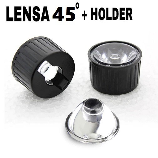 Lensa + Holder 45 Derajat Housing Bracket High Power LED 1W 3W 5W Dudukan Led PCB Star 1 Watt 3 Watt Aqkuarium